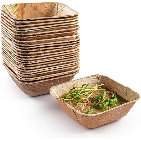 14cm Palm Leaf Square Bowls