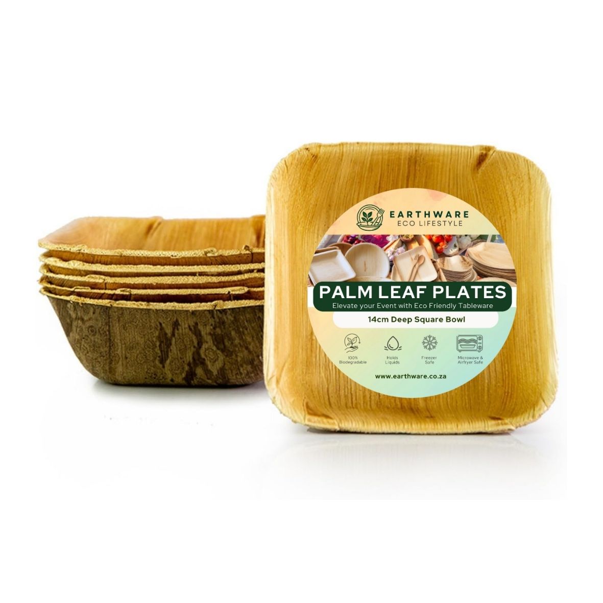 14cm Palm Leaf Square Bowls