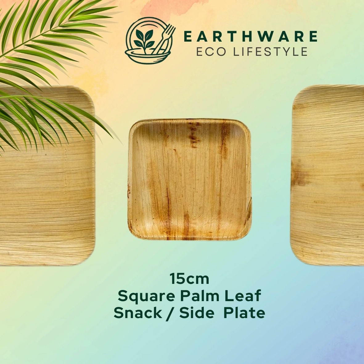 15cm Palm Leaf Square Snack Plates