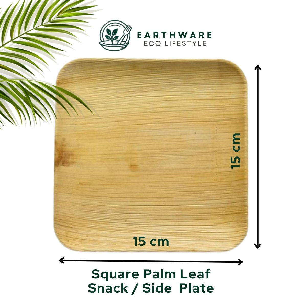 15cm Palm Leaf Square Snack Plates