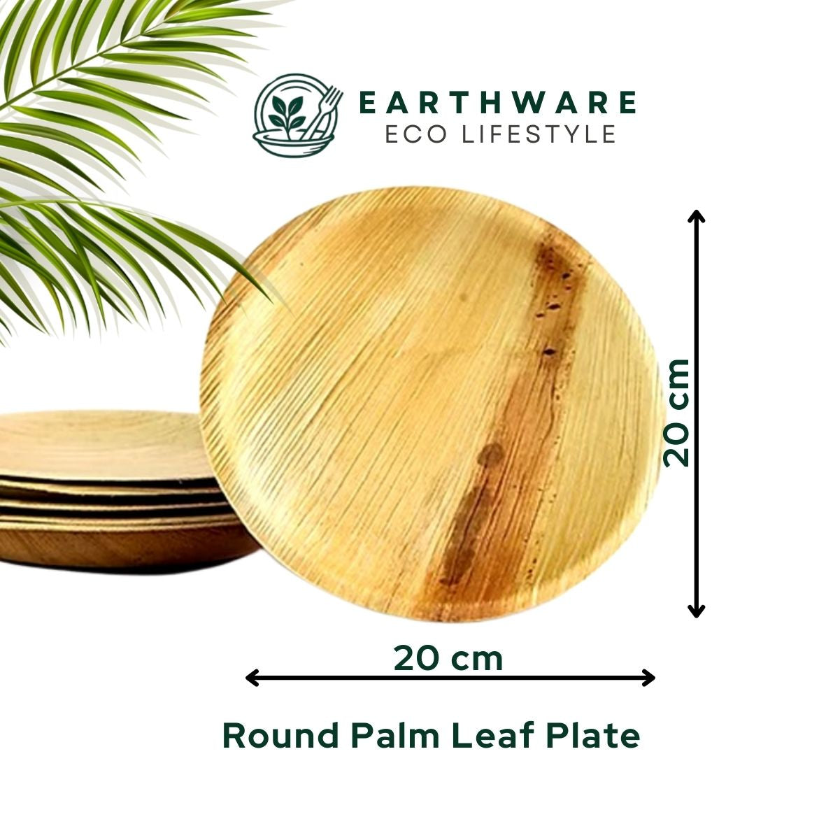 20cm Palm Leaf Round Plates