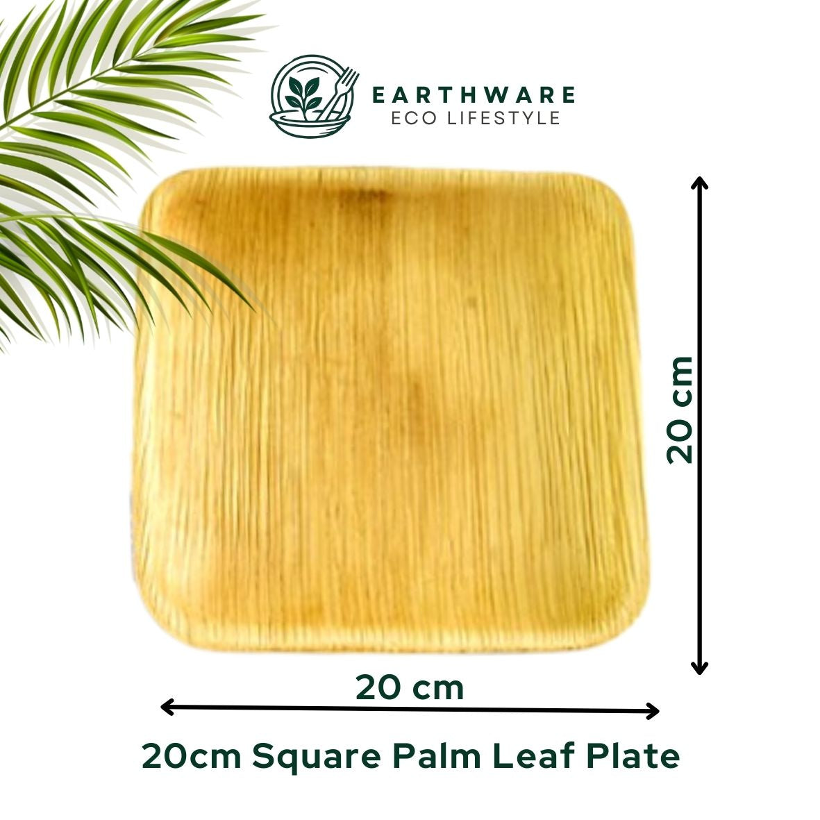 20cm Palm Leaf Square Side Plates