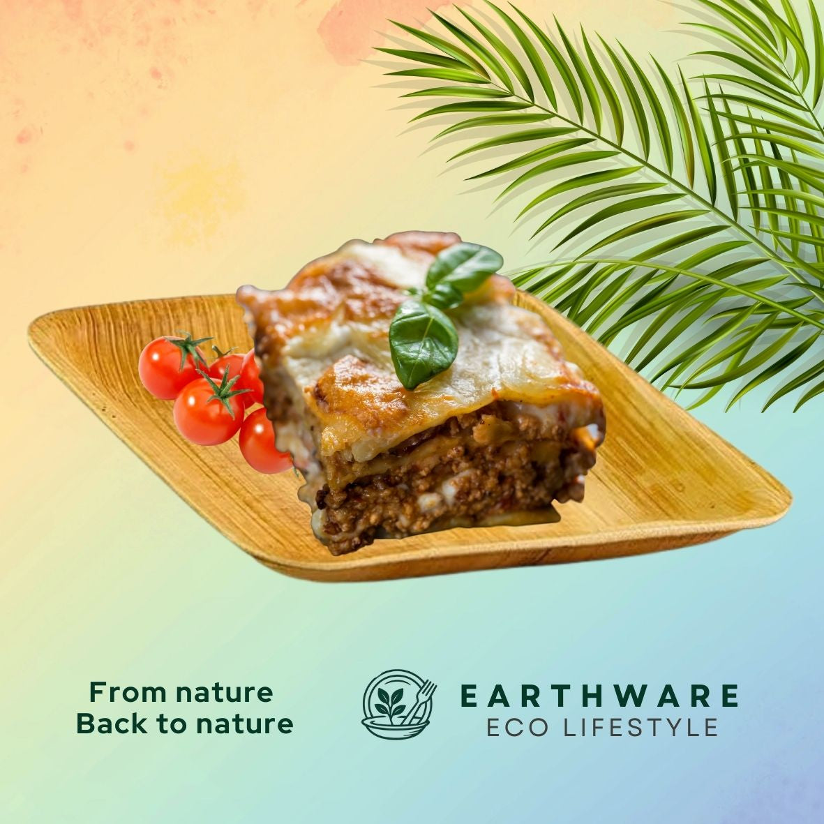 20cm Palm Leaf Square Side Plates