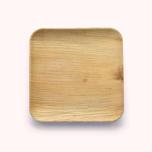 25cm Palm Leaf Square Dinner Plates