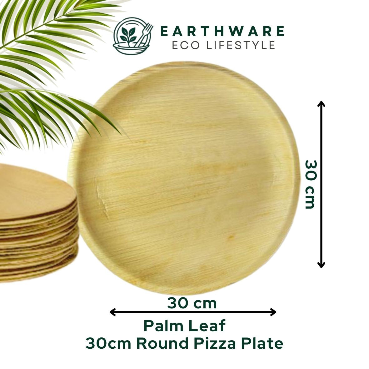 30cm Palm Leaf Round Pizza Plates