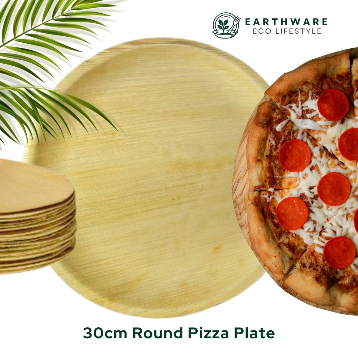 30cm Palm Leaf Round Pizza Plates