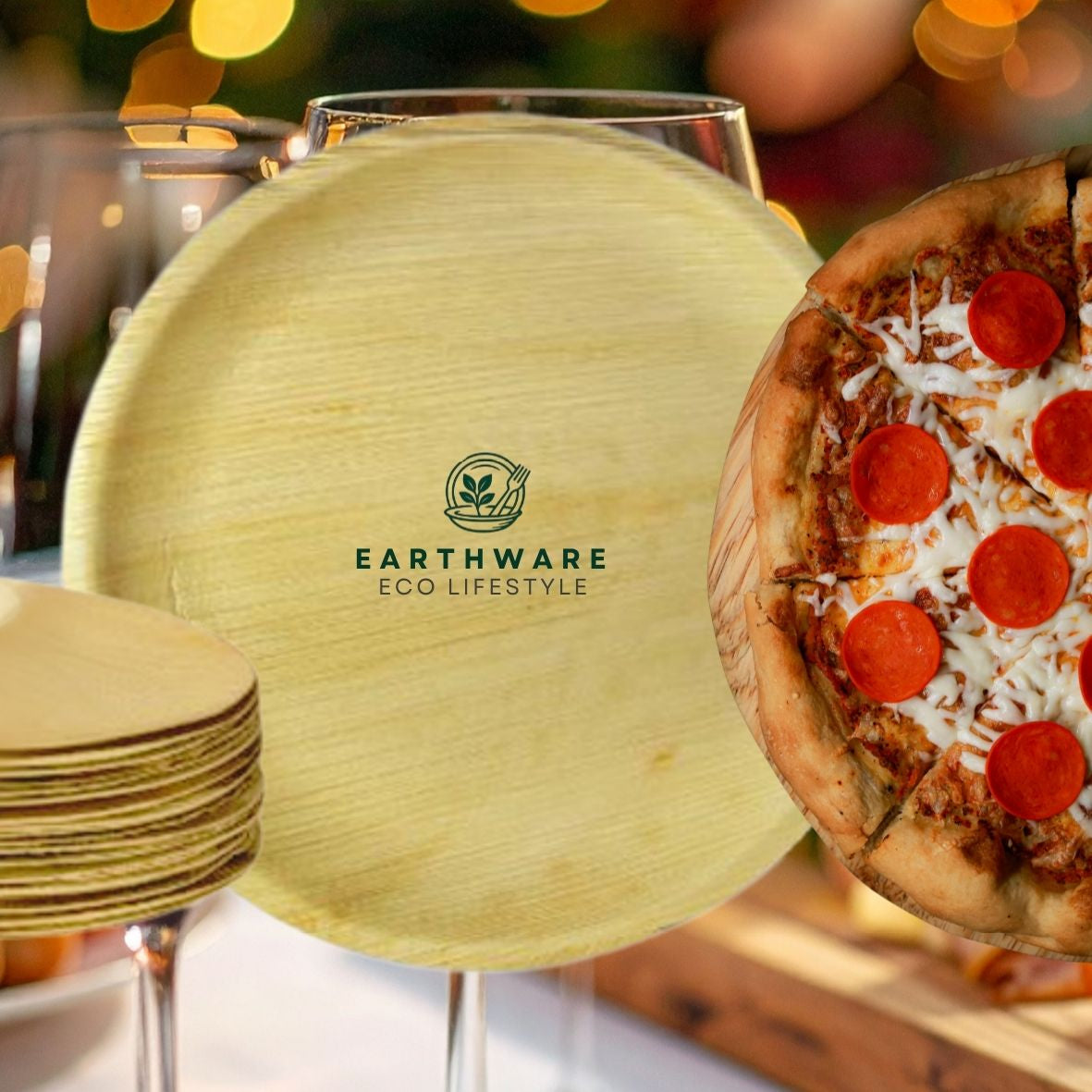 30cm Palm Leaf Round Pizza Plates