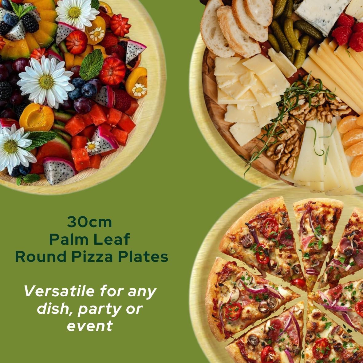 30cm Palm Leaf Round Pizza Plates