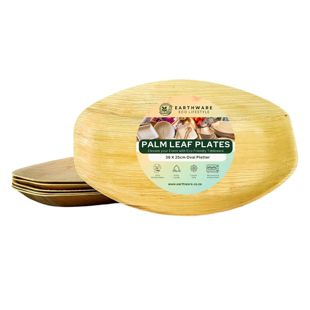 38 x 25cm  Palm Leaf Oval Platters