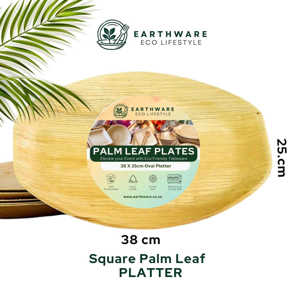 38 x 25cm  Palm Leaf Oval Platters
