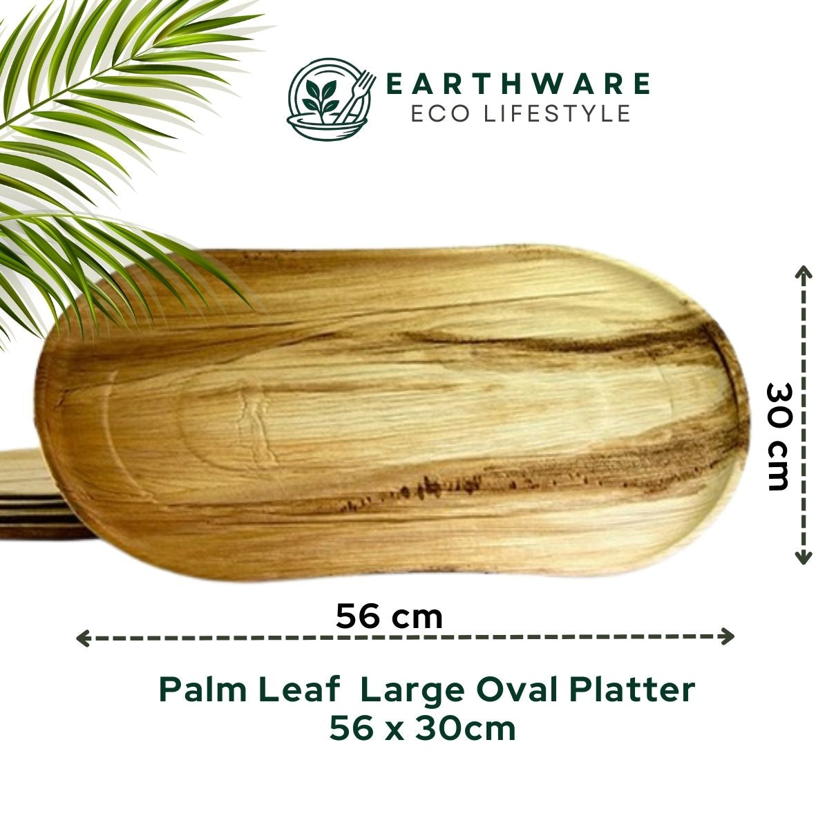 56 x 30cm Palm Leaf Large Oval Platters