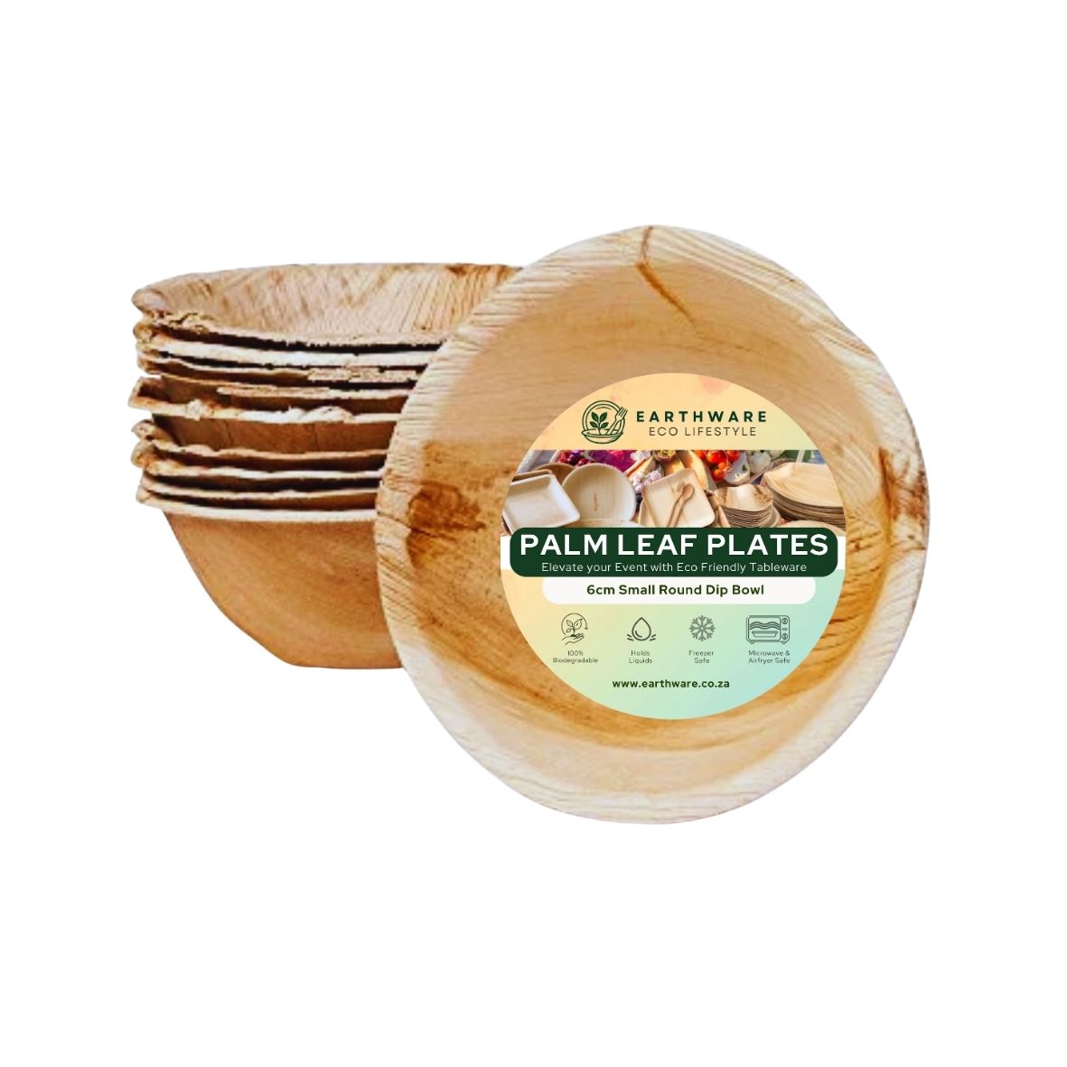 6cm Mini Palm Leaf Round Dip Bowls