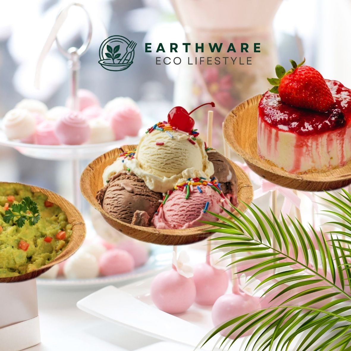 11.5cm Palm Leaf Round Dip Bowls