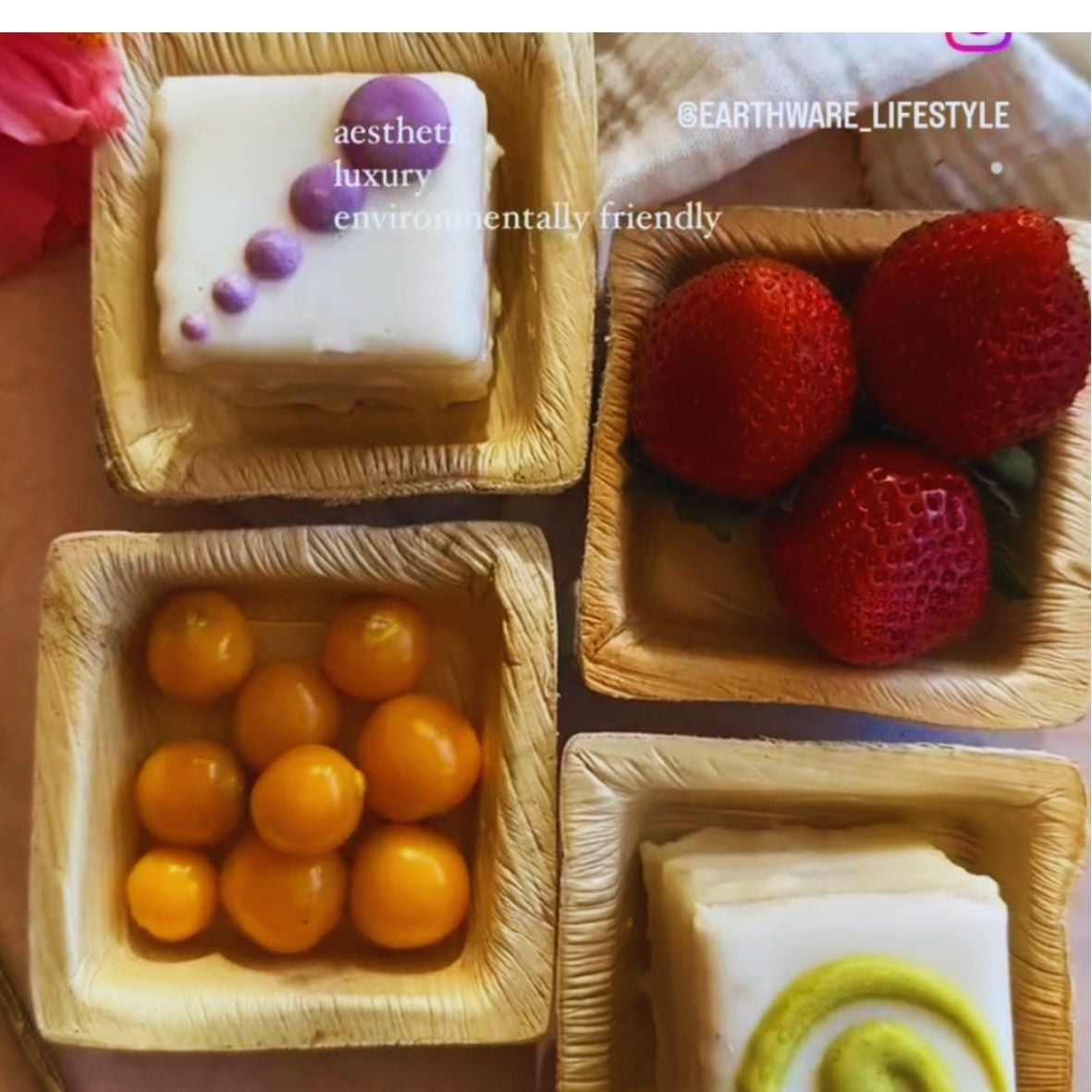 7.5cm Palm Leaf Square Dip Bowls