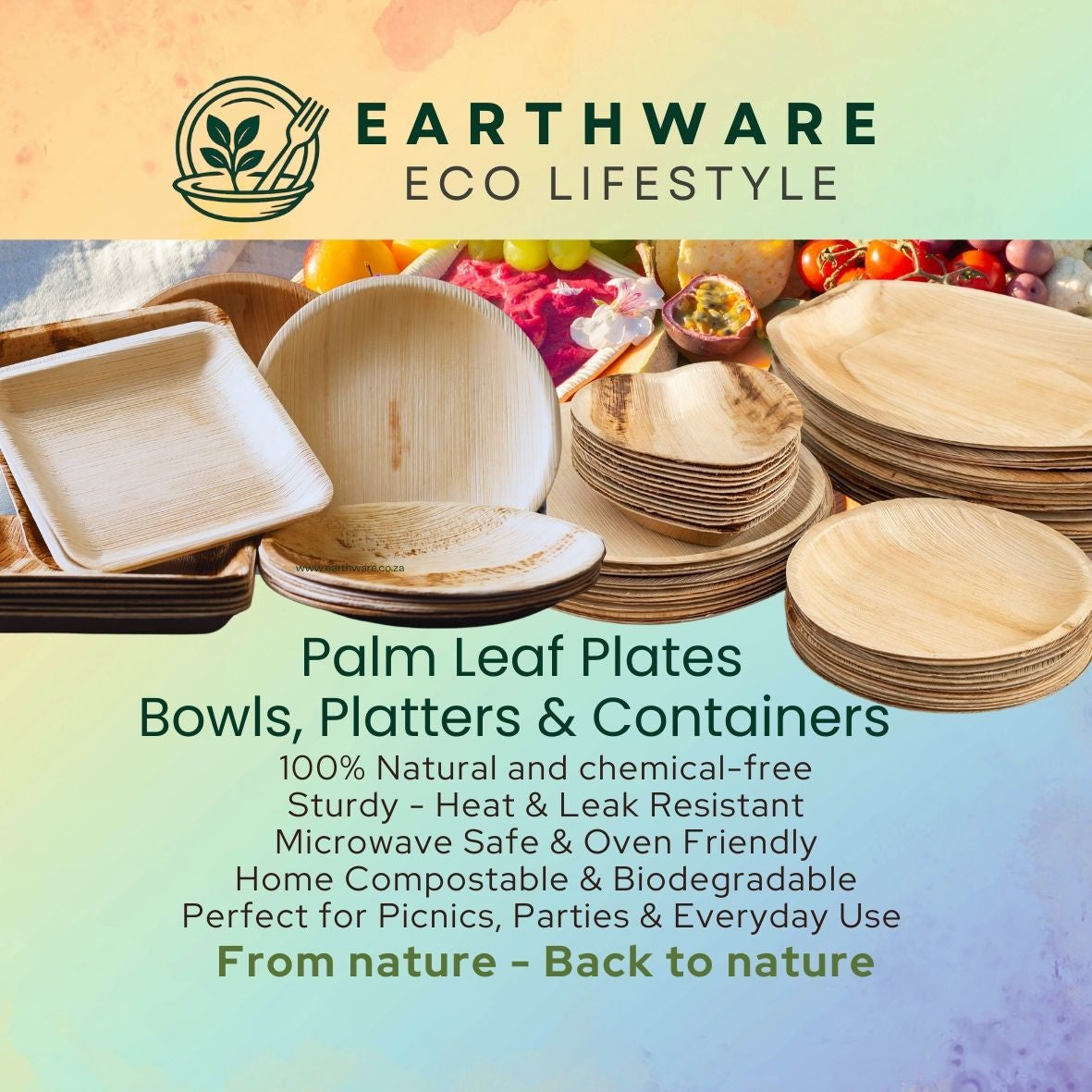 20cm Palm Leaf Square Side Plates