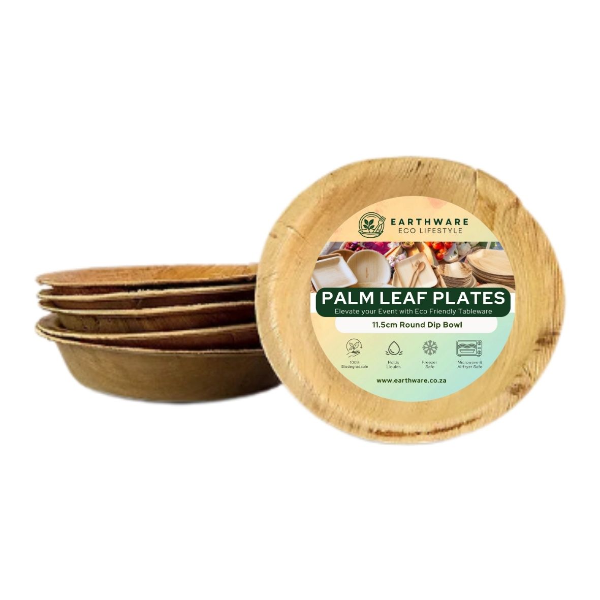 11.5cm Palm Leaf Round Dip Bowls