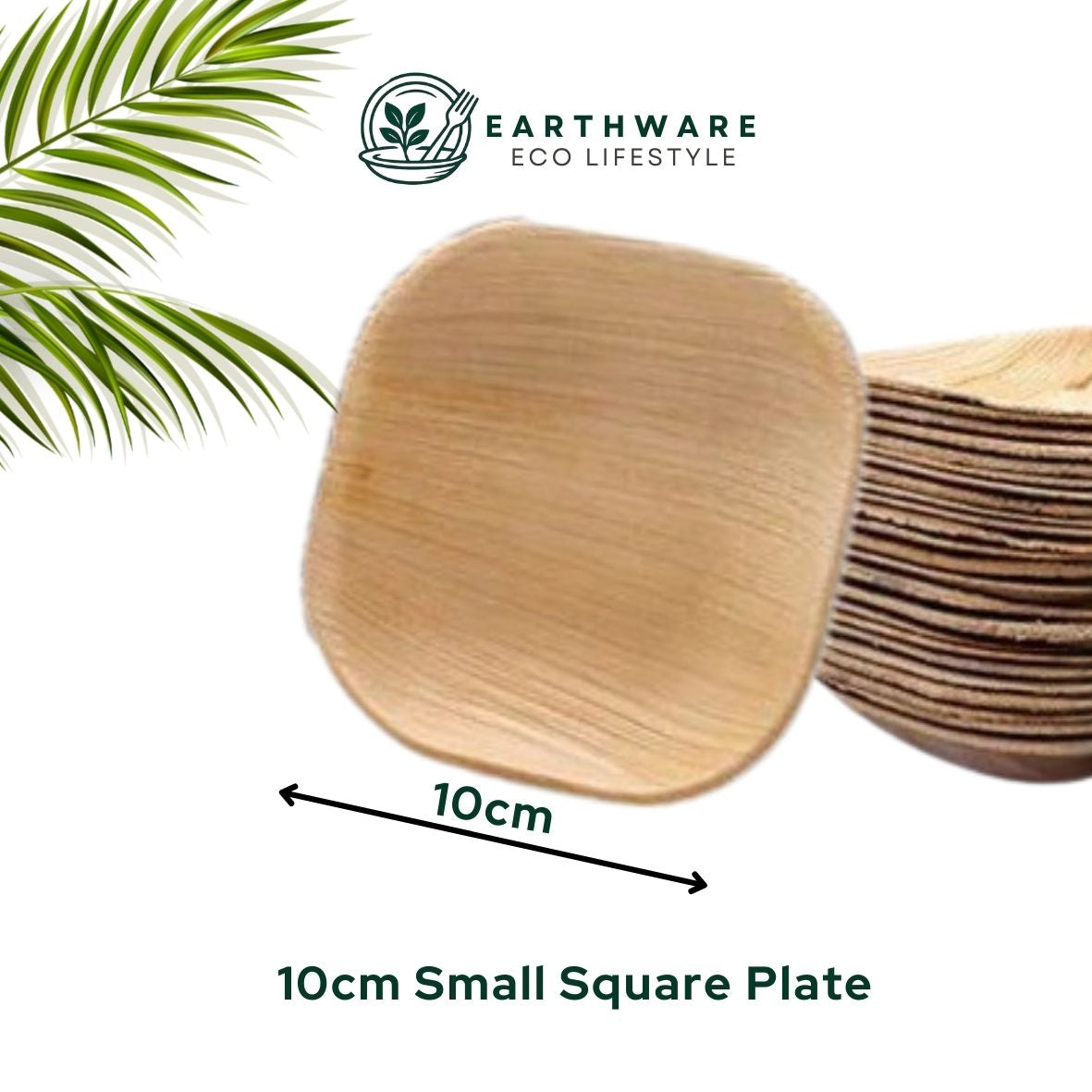 10cm Palm Leaf Square Small Plates