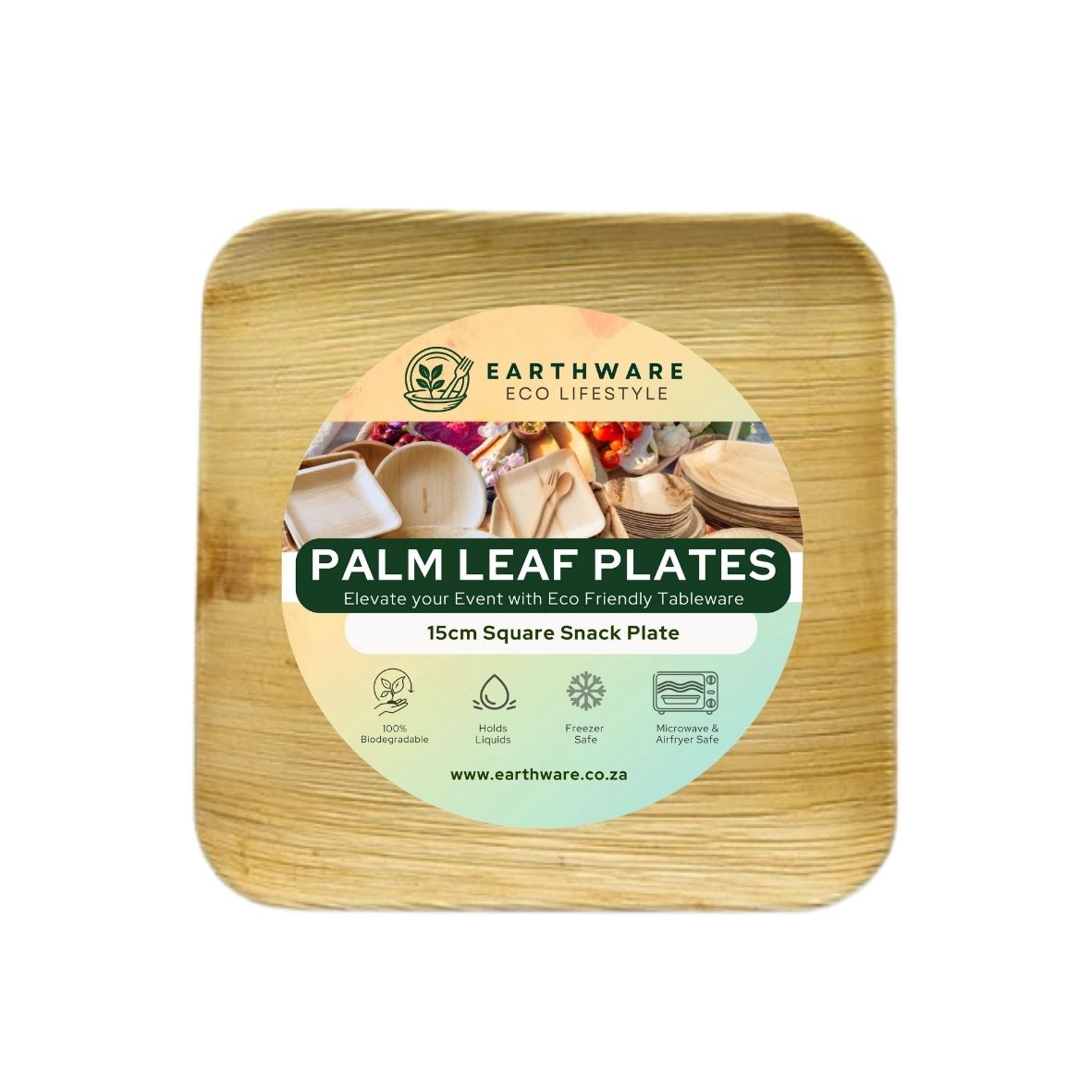15cm Palm Leaf Square Snack Plates