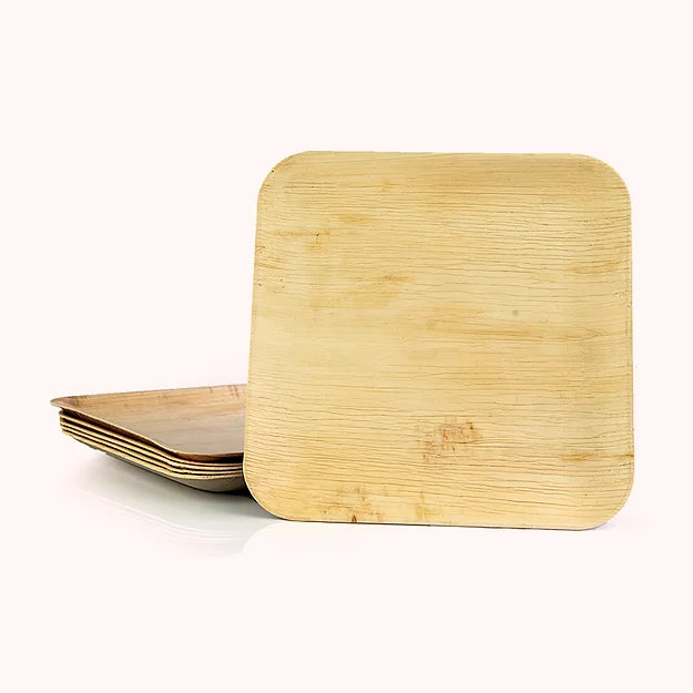 25cm Palm Leaf Square Dinner Plates
