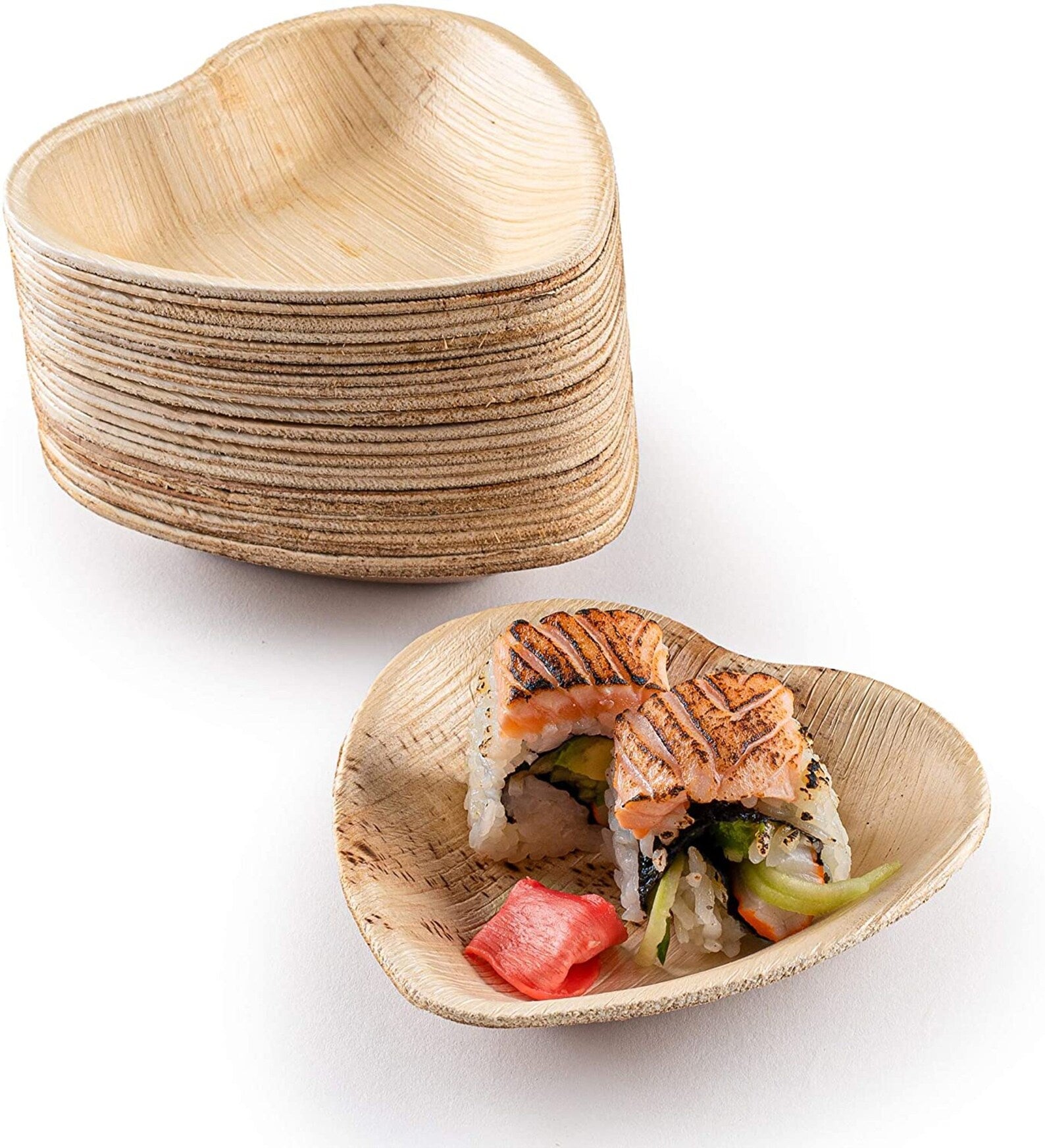 11.5cm Palm Leaf Heart Shaped Bowls